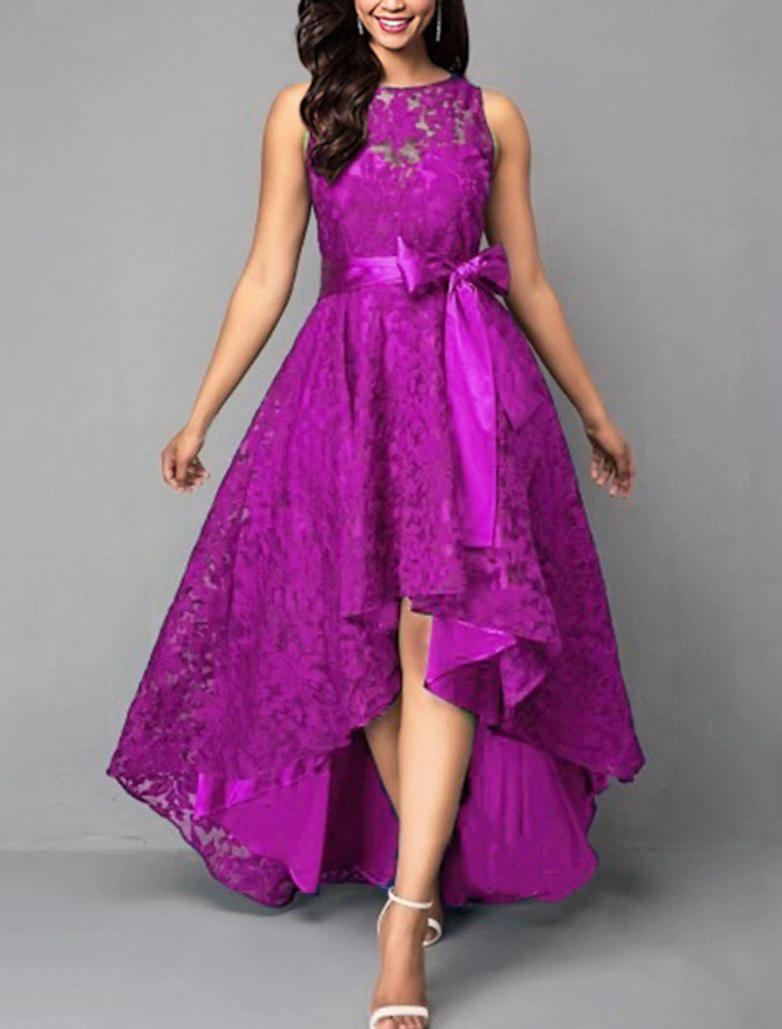 Wholesale Women's Semi Formal Party Dress Wedding Guest Corset Dress Lace Dress Long Dress Maxi Dress Black Wine Blue Sleeveless Pure Color Lace up Spring Summer Crew Neck
